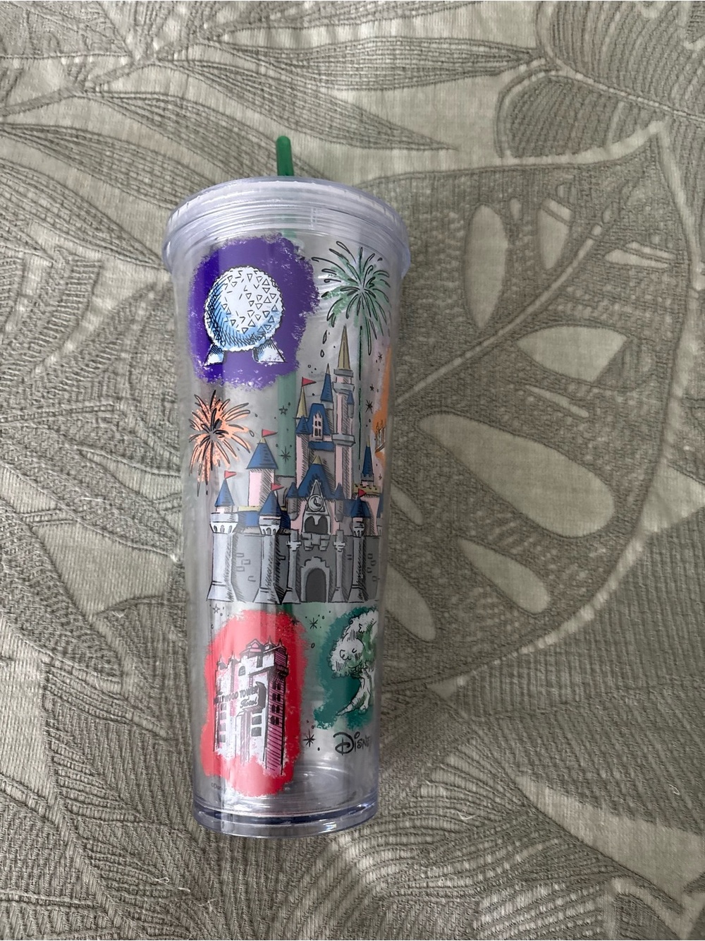Starbucks Clear Disney Castle Travel Tumbler with Multicolor Fireworks